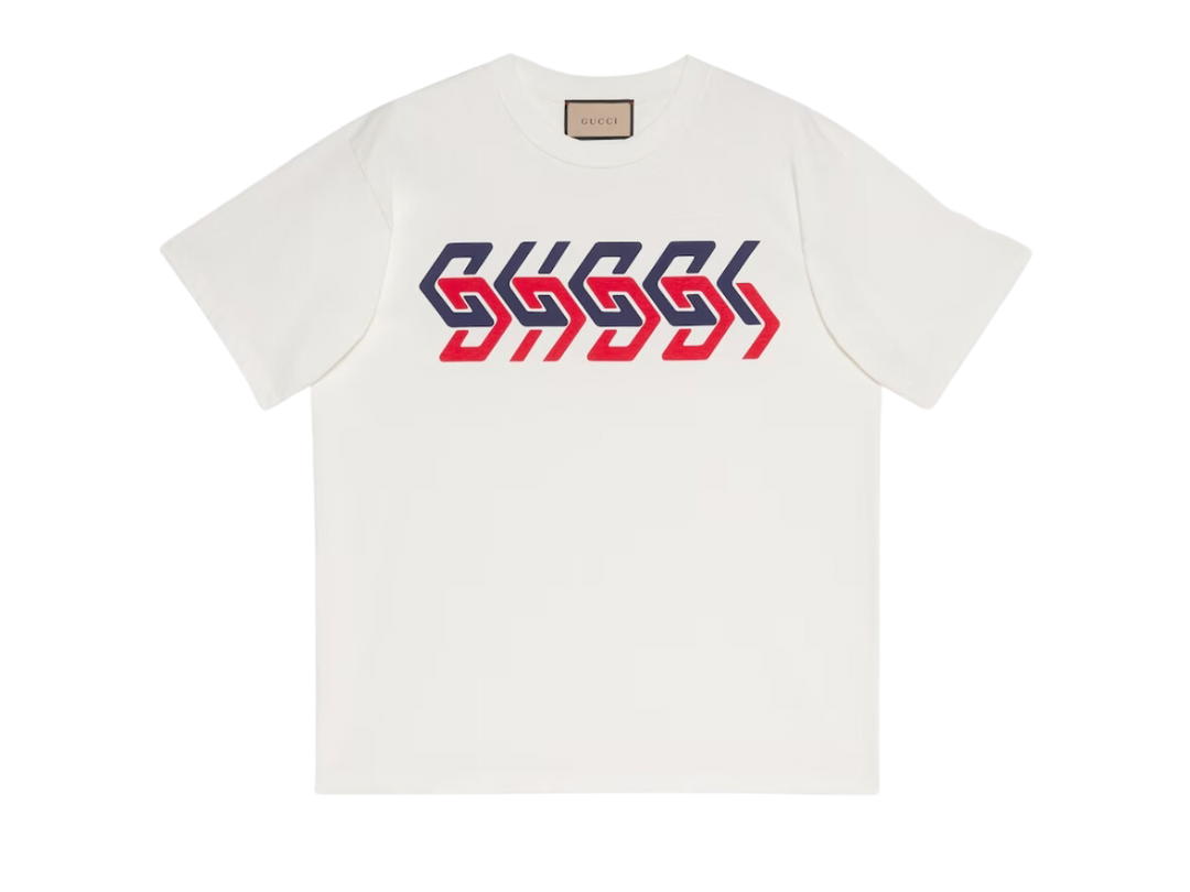 Gucci Gucci Cotton Jersey T-Shirt With Gucci Mirror Print Ivory