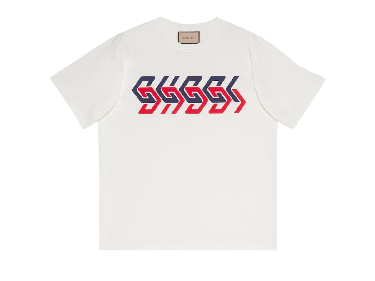 Gucci Gucci Cotton Jersey T-Shirt With Gucci Mirror Print Ivory