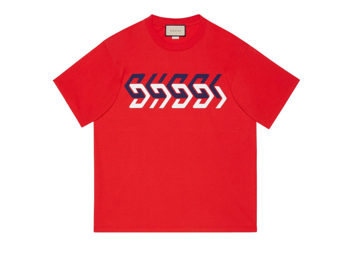 Gucci Gucci Cotton Jersey T-Shirt With Gucci Mirror Print Red