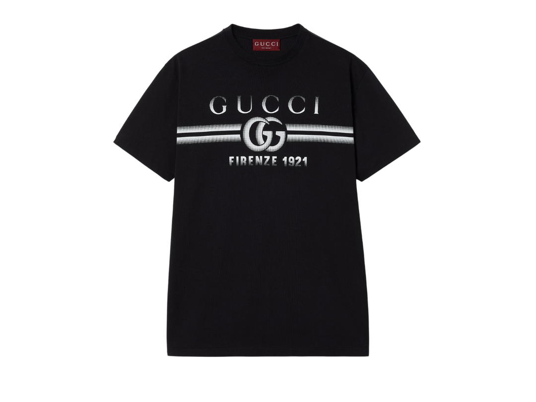 Gucci Gucci Cotton Jersey T-Shirt With Gucci Print Black