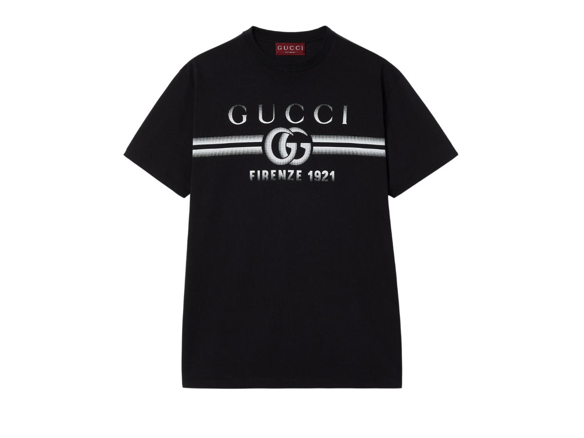 Gucci Gucci Cotton Jersey T-Shirt With Gucci Print Black