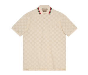 Buy Gucci Cotton Piquet Polo With GG In Ivory Stretch Cotton at Sasom – Authentic and Ready to Ship