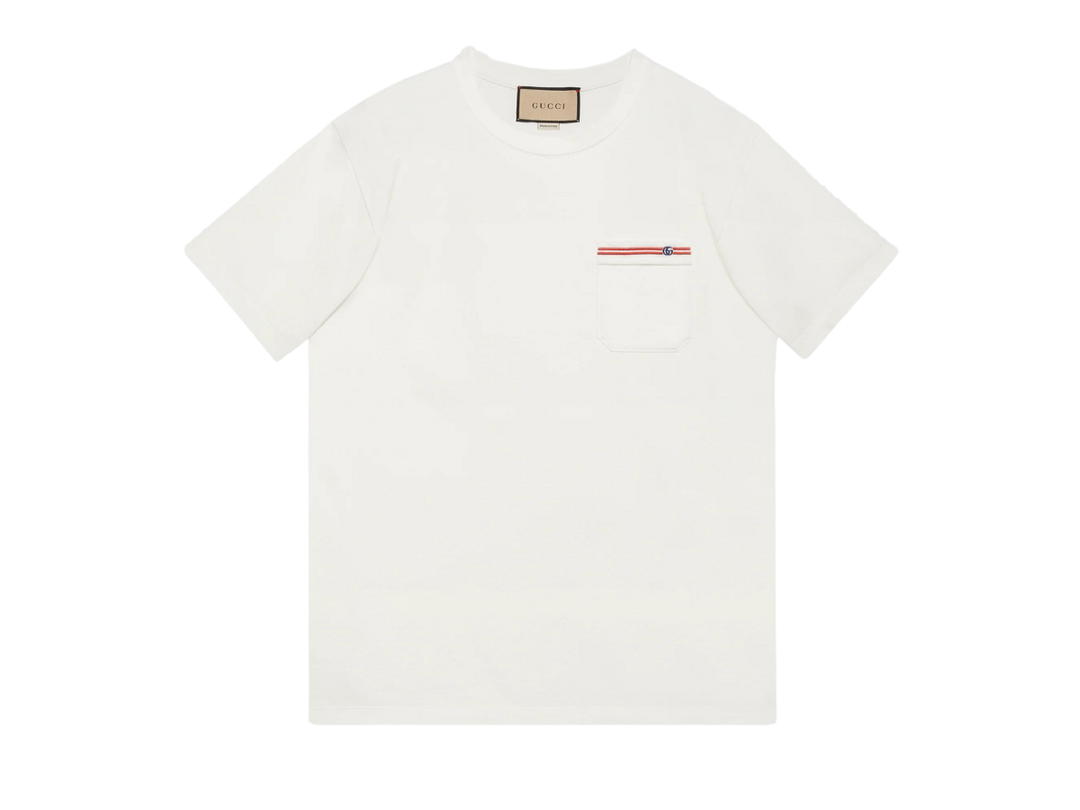 Gucci Gucci Cotton T-Shirt With Embroidery In White Cotton Jersey With Double G And Stripe Embroidery