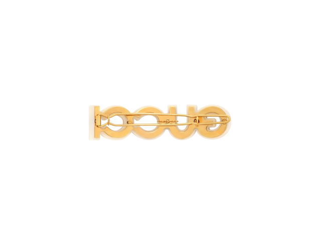 Gucci Gucci Crystal Gucci Hair Slide In Gold Metal With Ivory Resin And Crystals - view 2