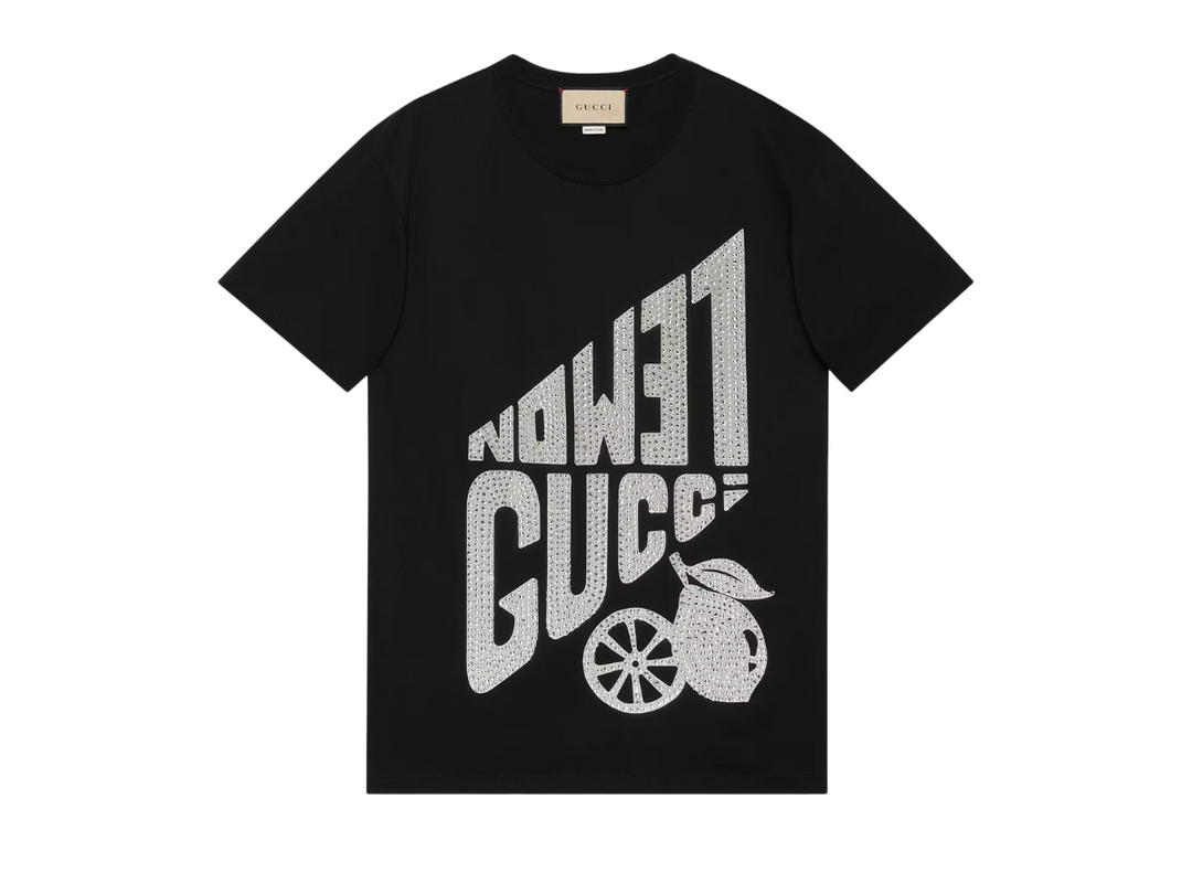 Gucci Gucci Crystal Lemon Gucci Cotton T-Shirt Black