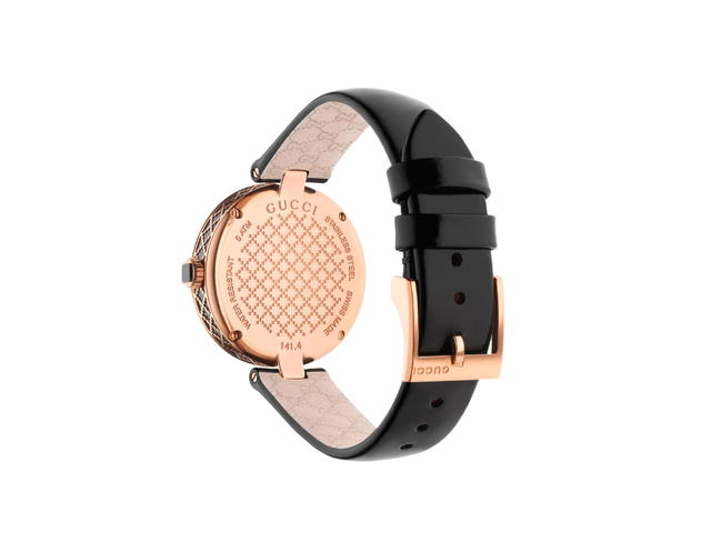 Gucci Gucci Diamantissima Watch 32MM In Rose Gold And Black PVD Case With Black Lacquered Diamante Pattern Dial - view 2