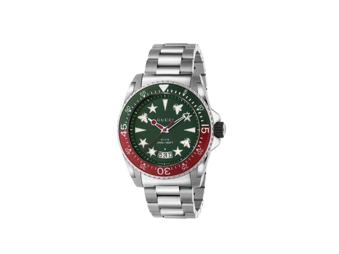 Gucci Gucci Dive Green Dial 45mm Steel Men's Watch