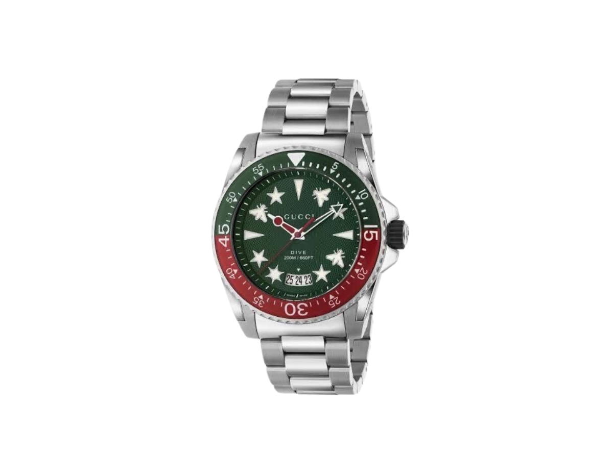 Gucci Gucci Dive Green Dial 45mm Steel Men's Watch