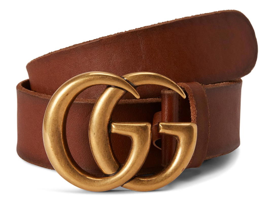 Gucci Gucci Double G Gold Buckle Leather Belt 1.5 Width Brown