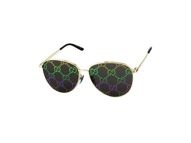 Gucci Gucci Eyewear Round-Frame Sunglasses In Gold Metal With Dark Grey GG Lens - view 1