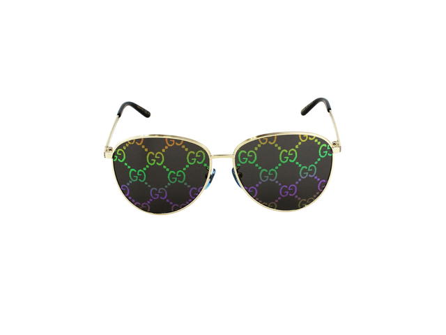 Gucci Gucci Eyewear Round-Frame Sunglasses In Gold Metal With Dark Grey GG Lens - view 2