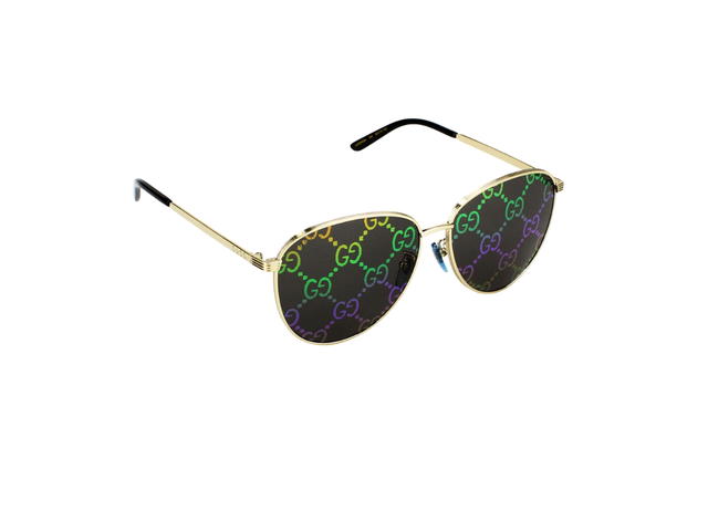 Gucci Gucci Eyewear Round-Frame Sunglasses In Gold Metal With Dark Grey GG Lens - view 3