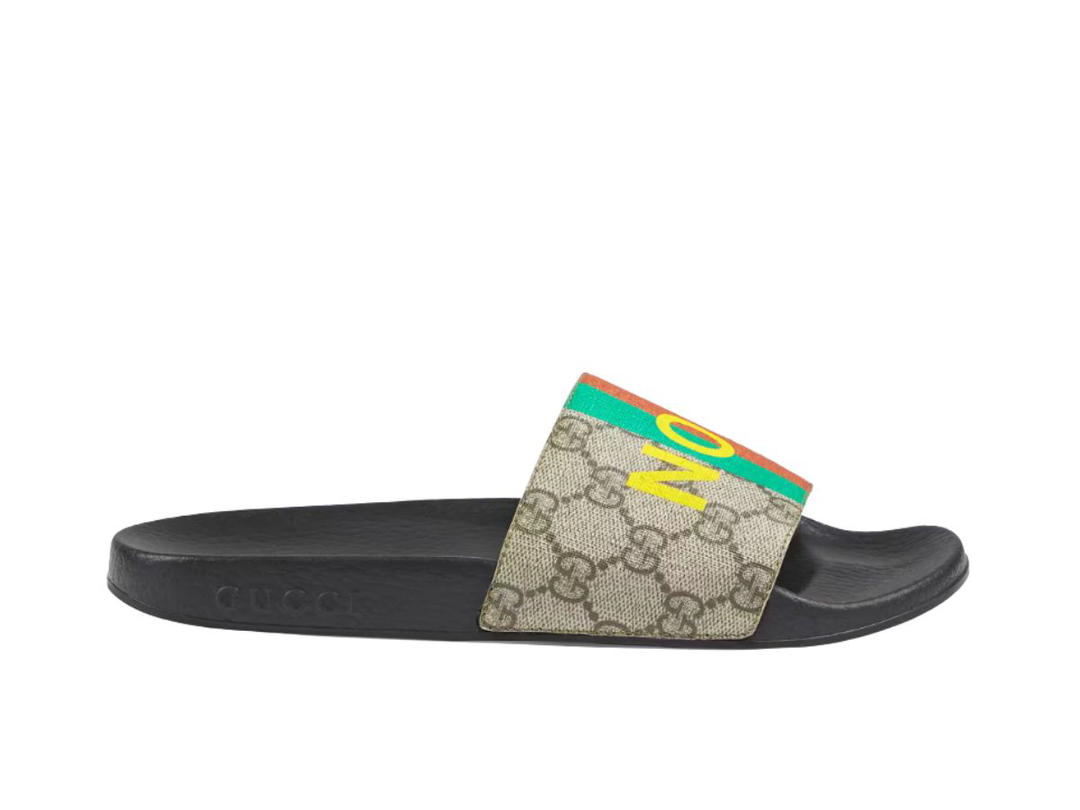 Gucci Gucci Fake/Not Print Slide Sandal GG Supreme Canvas Beige Ebony