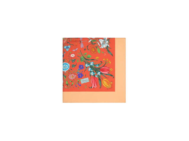 Gucci Gucci Flora Print Silk Carré Flora Print Orange Silk Twill-Flora Print Fuchsia Silk Twill - view 2
