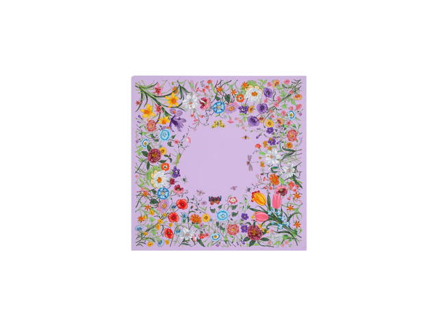 Gucci Gucci Flora Print Silk Carré Multicolour Flora Print Purple Silk Twill - view 1