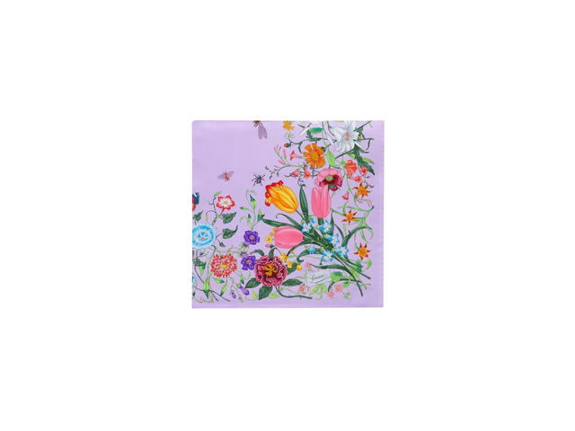 Gucci Gucci Flora Print Silk Carré Multicolour Flora Print Purple Silk Twill - view 2
