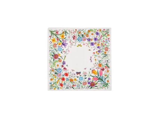 Gucci Gucci Flora Print Silk Carré Multicolour Flora Print White Silk Twill - view 1