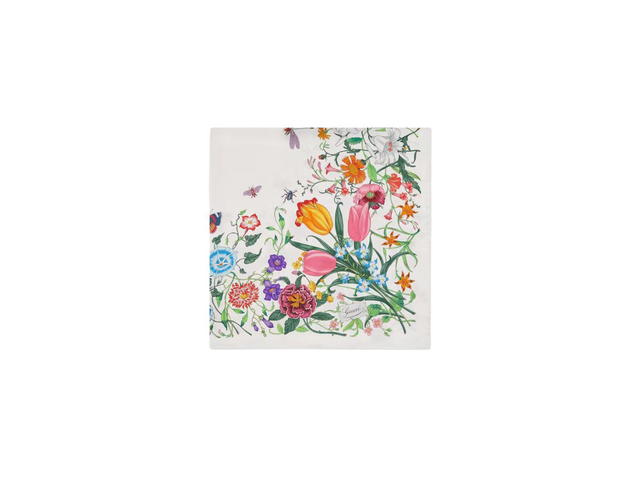 Gucci Gucci Flora Print Silk Carré Multicolour Flora Print White Silk Twill - view 2