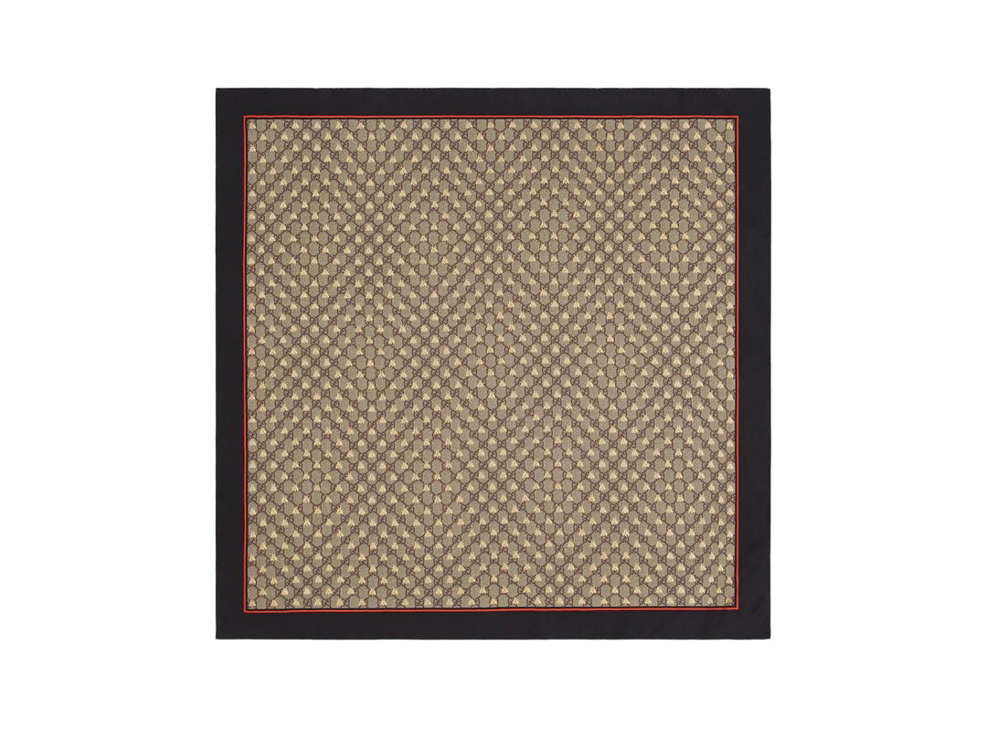 Gucci Gucci GG Bees Silk Scarf In Black-Red Organic Silk