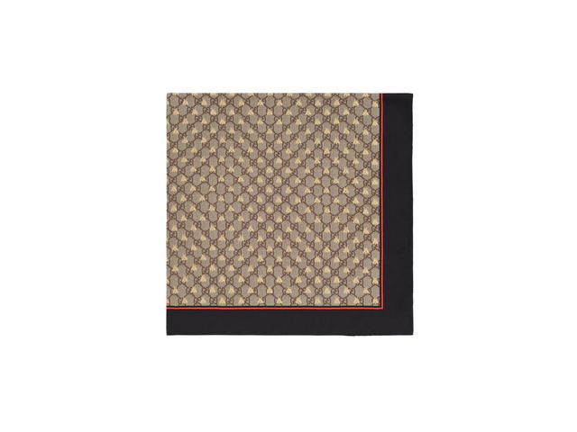 Gucci Gucci GG Bees Silk Scarf In Black-Red Organic Silk - view 2