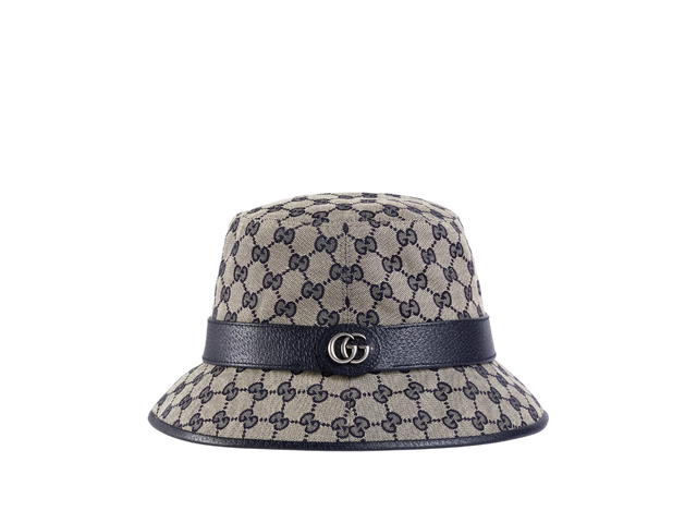 Gucci Gucci GG Canvas Bucket Hat In Beige And Blue With Palladium-Toned Hardware - view 1