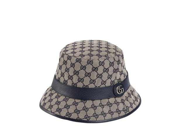 Gucci Gucci GG Canvas Bucket Hat In Beige And Blue With Palladium-Toned Hardware - view 2