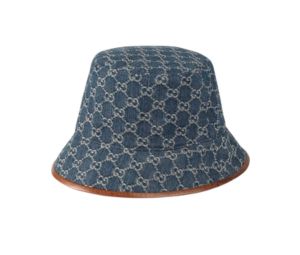 Buy Gucci GG Canvas Bucket Hat In Blue Jacquard Denim With Brown Leather Trim at Sasom – Authentic and Ready to Ship