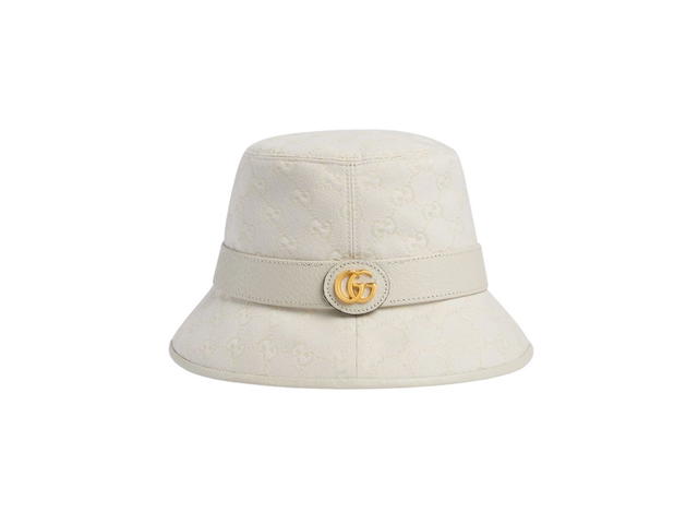Gucci Gucci GG Canvas Bucket Hat In Ivory GG Cotton Canvas With Ivory Leather Trim - view 1