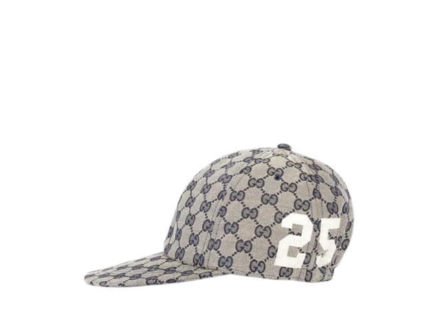 Gucci Gucci GG Cotton Canvas Baseball 25 Gucci Patch Hat Beige Navy - view 2