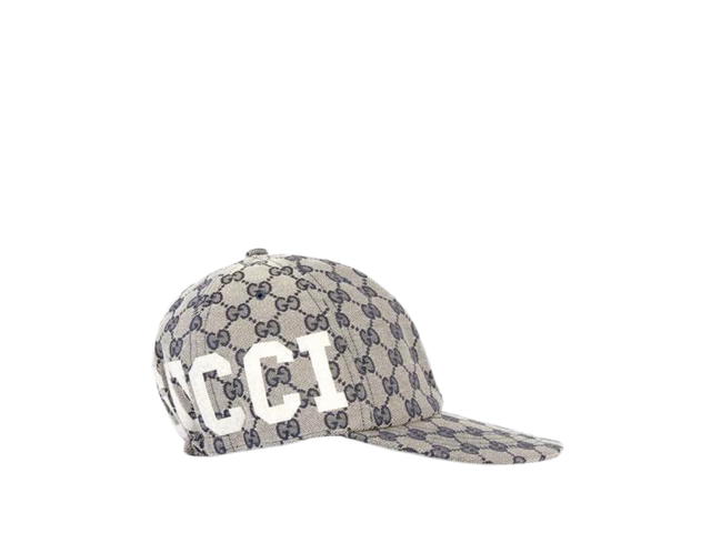 Gucci Gucci GG Cotton Canvas Baseball 25 Gucci Patch Hat Beige Navy - view 3