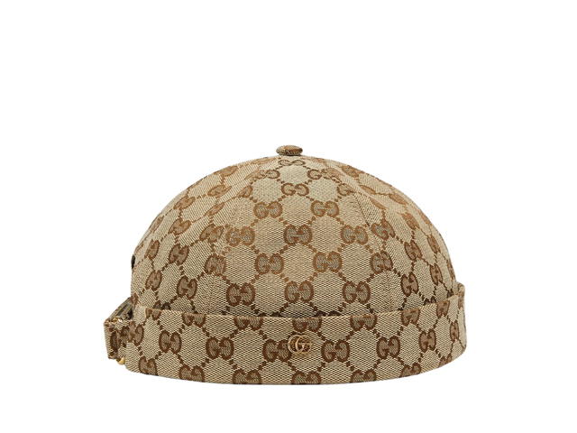 Gucci Gucci GG Cotton Canvas Hat In Beige And Ebony Original GG With Double G Gold Metal Detail - view 2