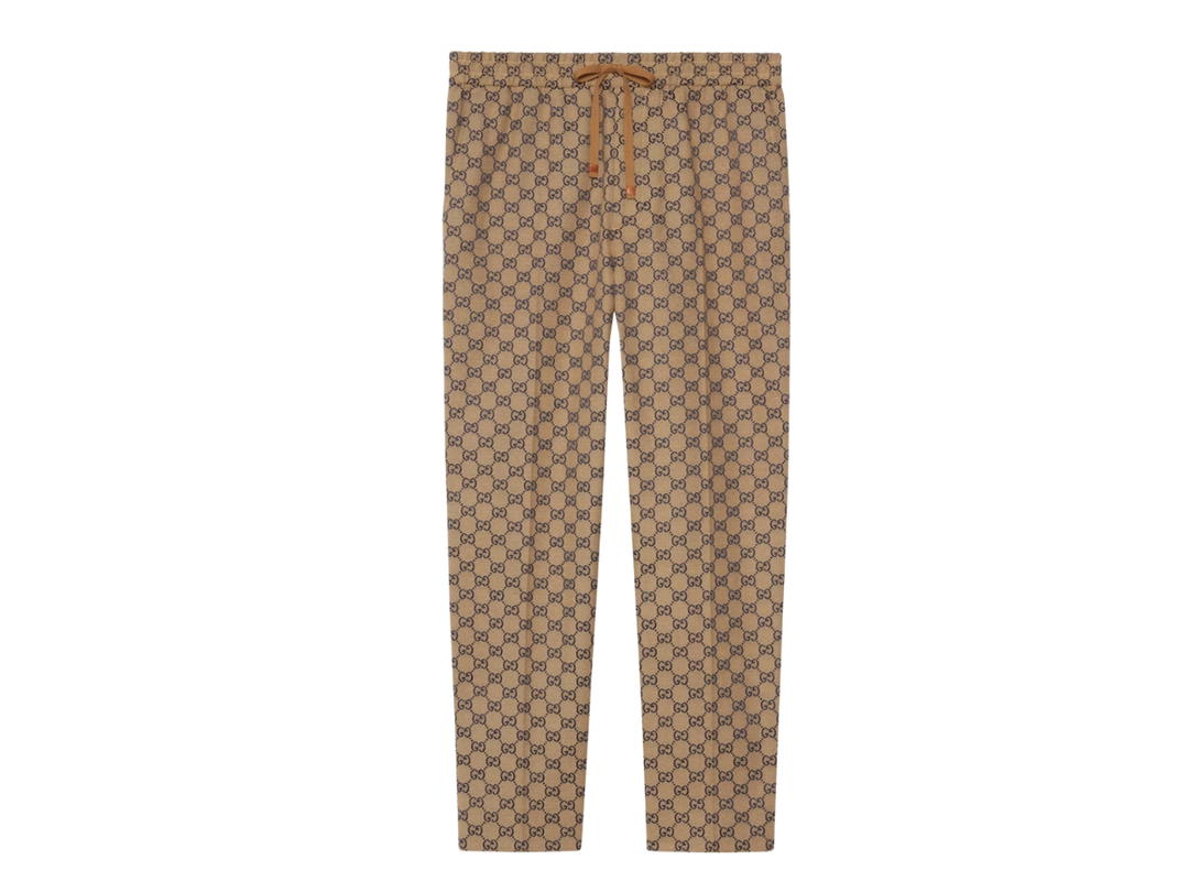 Gucci Gucci GG Cotton Canvas Trousers Beige And Blue