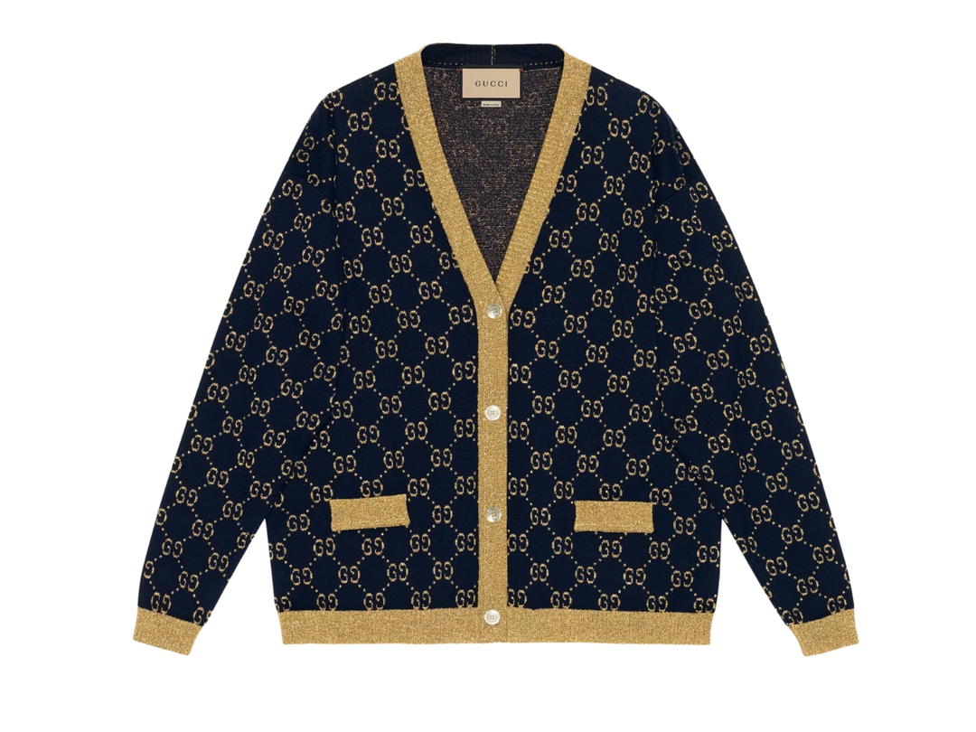 Gucci Gucci GG Cotton Lame Cardigan Blue Gold
