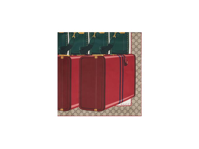 Gucci Gucci GG Gucci Valigeria Print Silk Carré Beige-Ebony-Brown-Green-Red And Pink Silk Twill - view 2