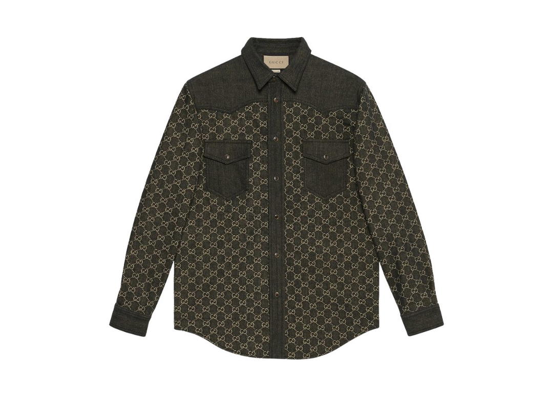 Gucci Gucci GG Jacquard Denim Shirt Black