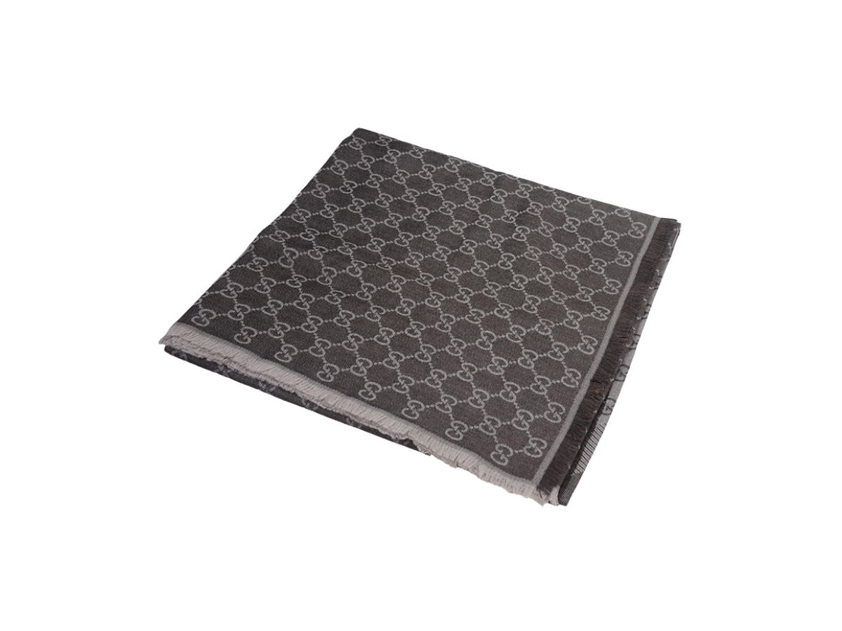 Gucci Gucci GG Jacquard Wool Silk Scarf Brown