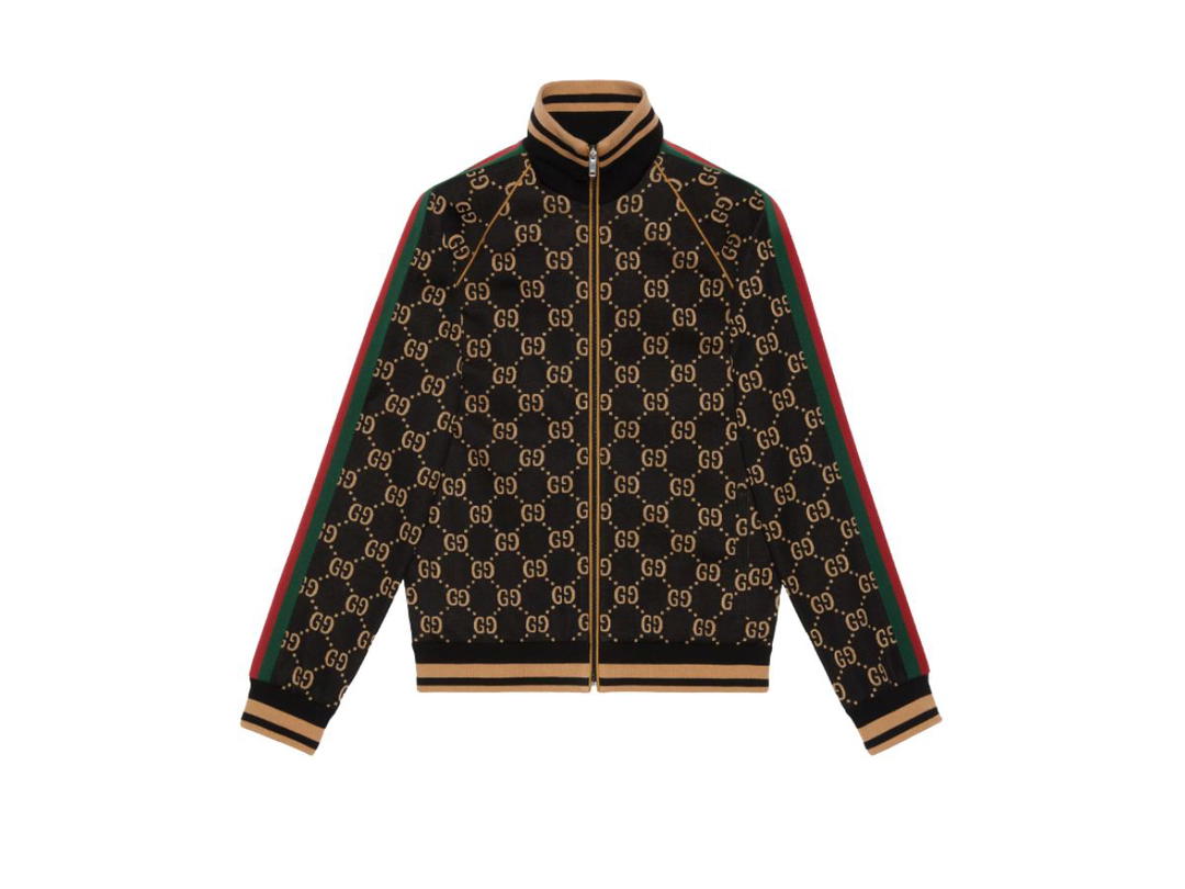 Gucci Gucci GG Jersey Cotton Jacket Black Camel