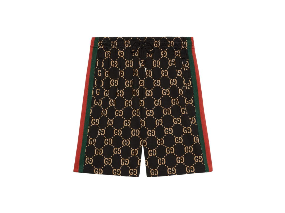 Gucci Gucci GG Jersey Cotton Jogging Shorts Black And Camel