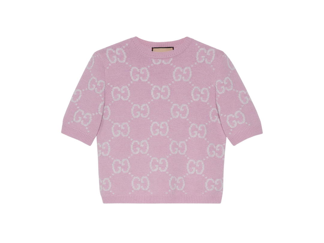 Gucci Gucci GG Knit Wool Top In Pink Wool Crewneck