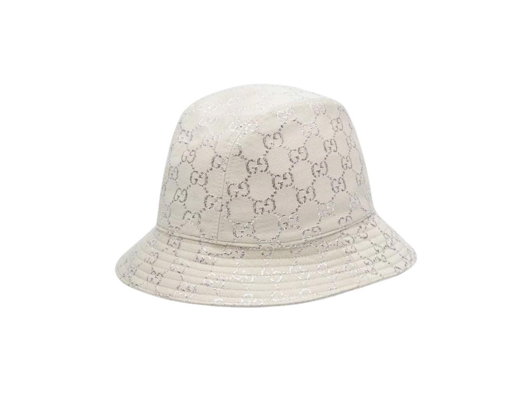 Gucci Gucci GG Lame Bucket Hat White Silver