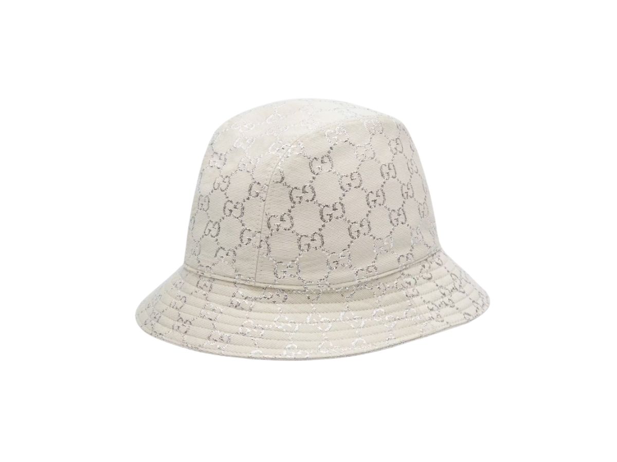 Gucci Gucci GG Lame Bucket Hat White Silver