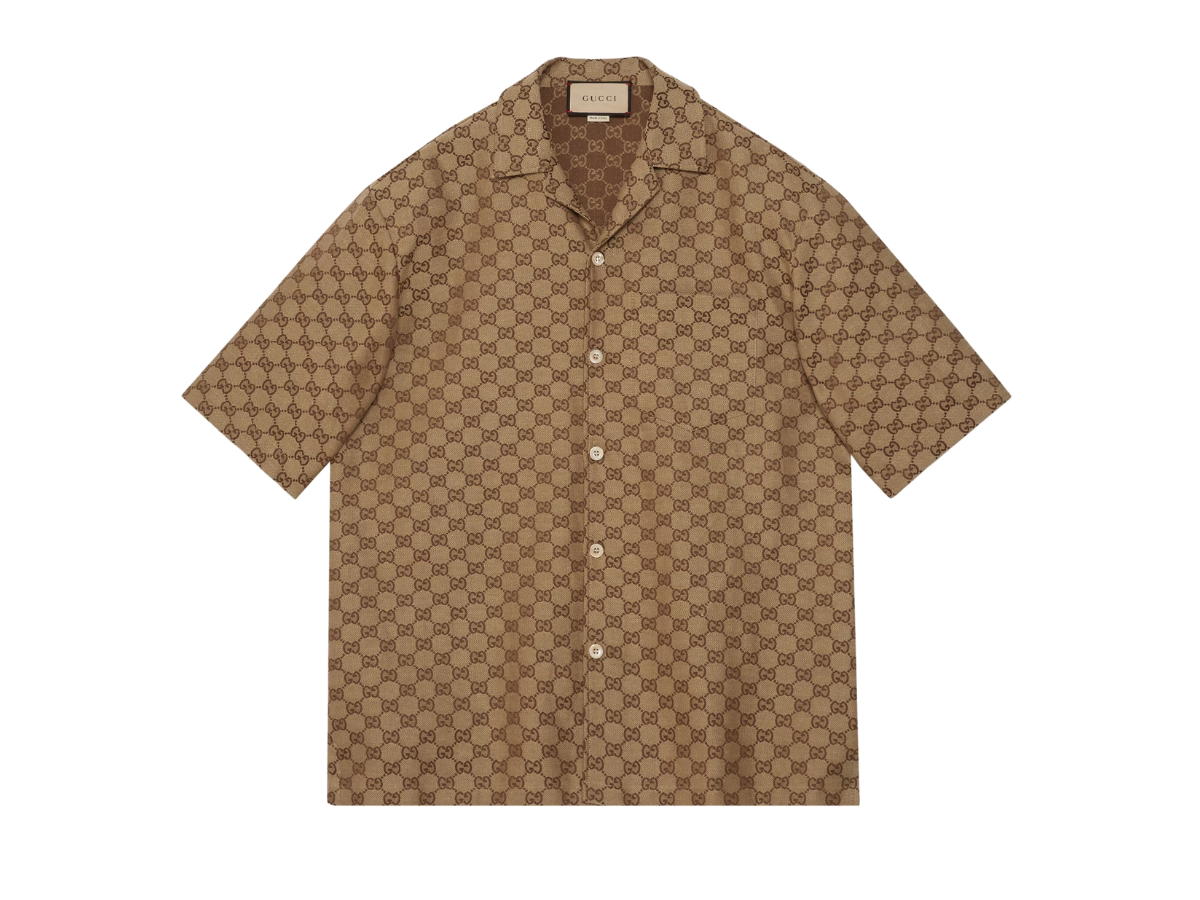 Gucci Gucci GG Linen Shirt Camel And Ebony