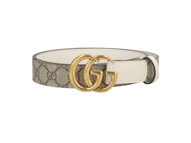 Gucci Gucci GG Marmont Buckle Belt 30MM In Fabric With Gold-Tone Metal Beige - view 1