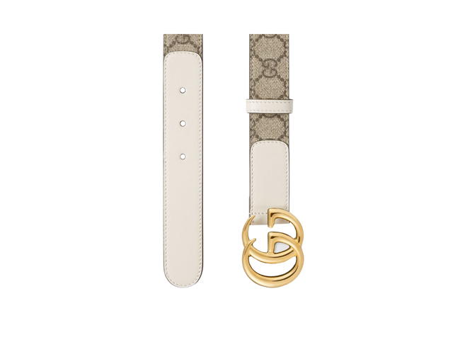 Gucci Gucci GG Marmont Buckle Belt 30MM In Fabric With Gold-Tone Metal Beige - view 2