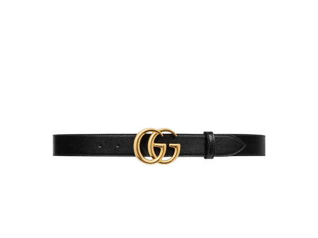 Gucci Gucci GG Marmont Leather Belt With Shiny Buckle 30MM In Black Leather Shiny Gold-Toned Hardware - view 1
