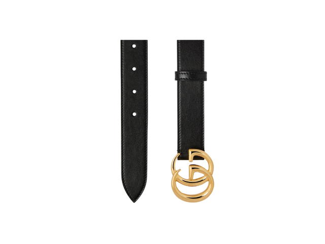 Gucci Gucci GG Marmont Leather Belt With Shiny Buckle 30MM In Black Leather Shiny Gold-Toned Hardware - view 2