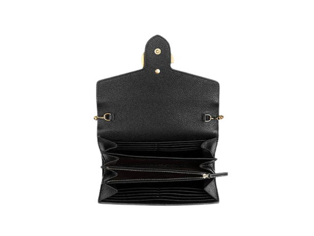 Gucci Gucci GG Marmont Leather Chain Wallet In Black Natural Grain Leather With Light Gold-Toned Hardware - view 2