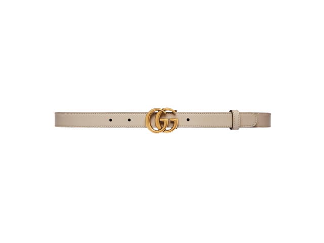 Gucci Gucci GG Marmont Reversible Thin Belt 20MM In Beige-Ebony GG Supreme Canvas Reverses To Beige Leather With Gold-Toned Hardware - view 2