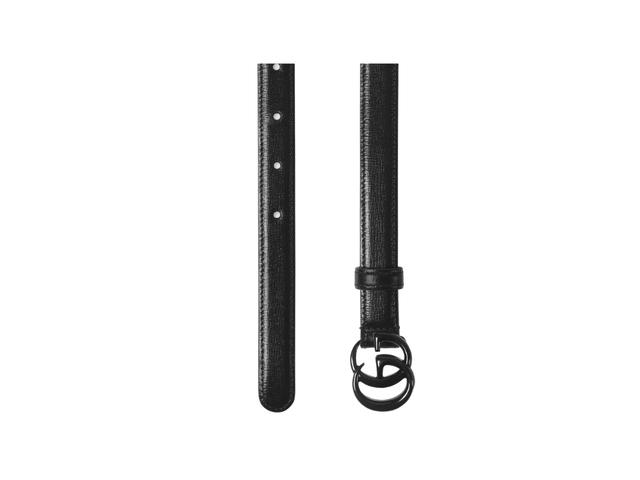Gucci Gucci GG Marmont Thin Belt 20MM In Black Leather With Black Brass Hardware - view 2