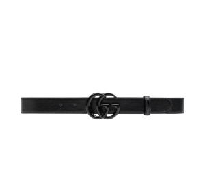Buy Gucci GG Marmont Thin Belt 30MM In Black Leather With Double G Buckle Black Brass Hardware Ceramic Effect Finishing at Sasom – Authentic and Ready to Ship